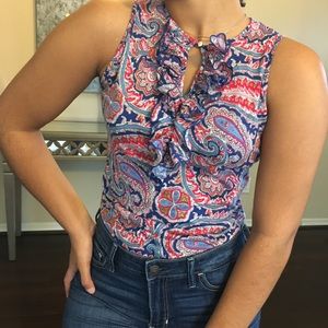 LAUREN Ralph Lauren Paisley Ruffle Top